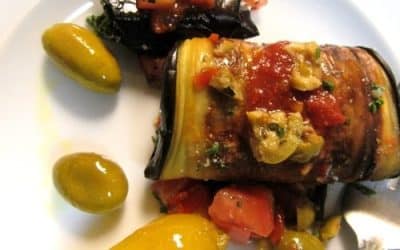 EGGPLANT ROLLS WITH ALMOND PARSLEY STUFFING
